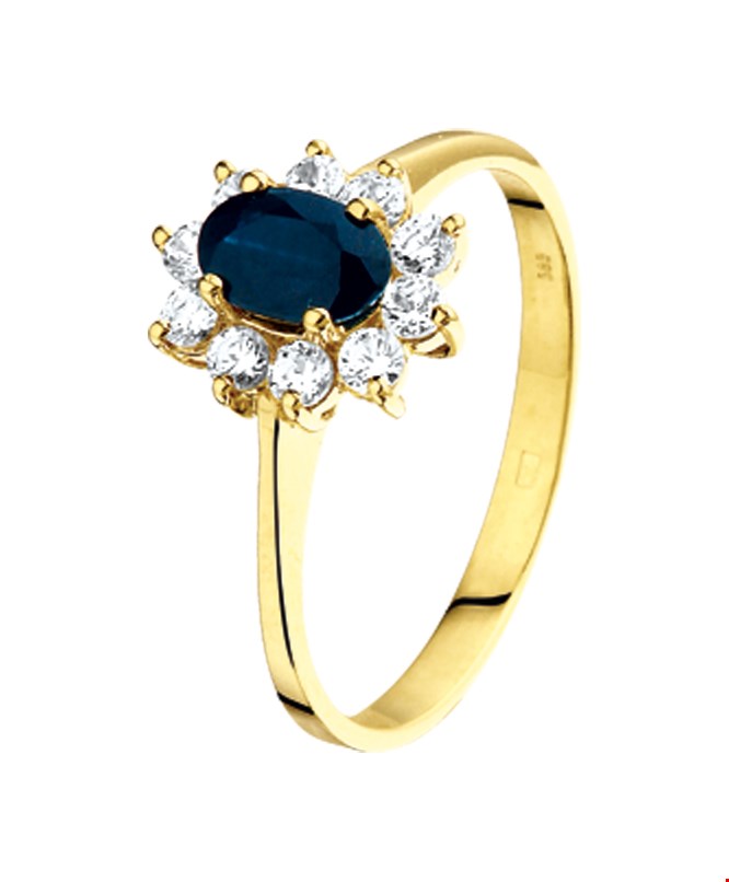 Sparkle14 Ring Saffier En Zirkonia - Goud