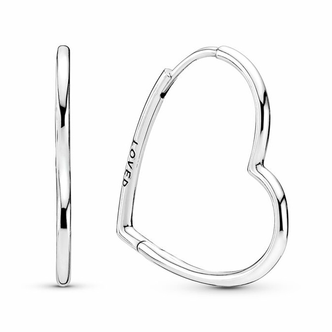 Pandora People 297822 Oorhangers Asymmetrisch Hart 30 mm zilver