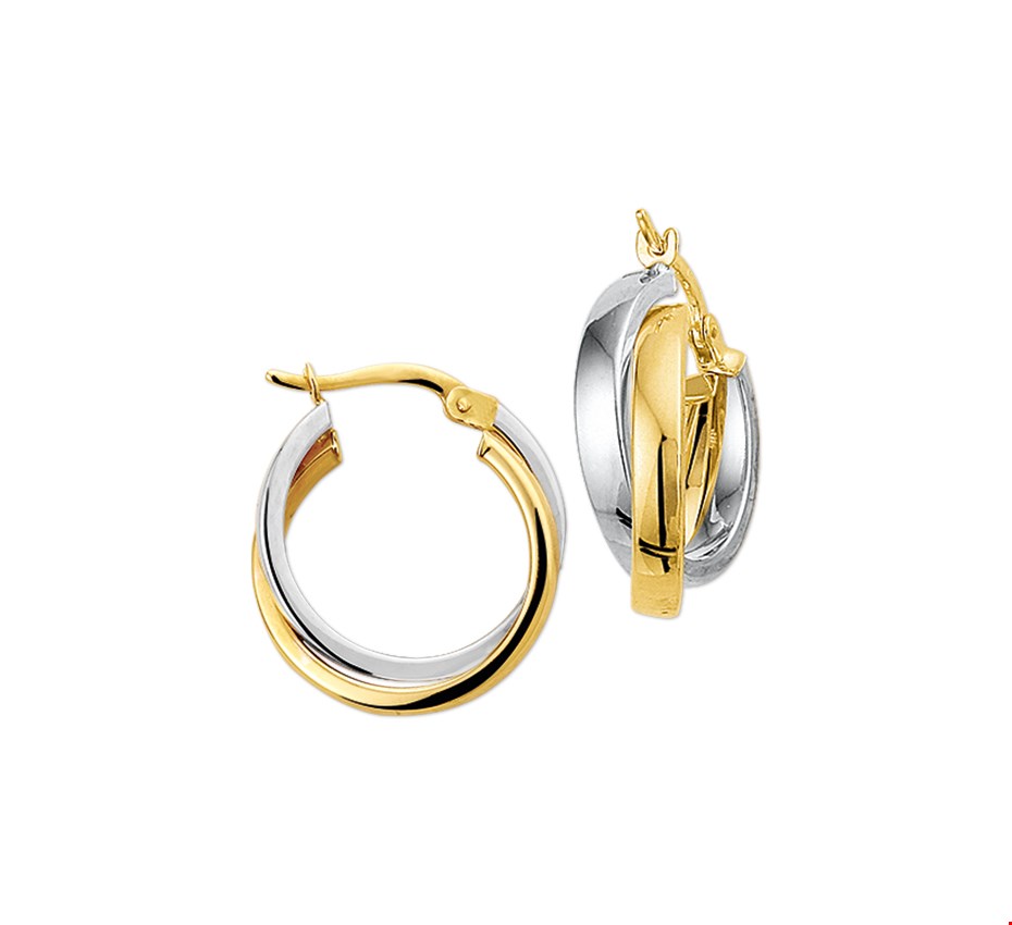 The Jewelry Collection Oorringen Half-ronde Buis - Bicolor Goud