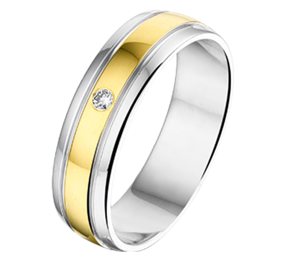 TFT Ring AL751 - 5 Mm - 0.02ct H SI Goud Met Zilver