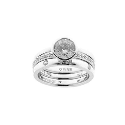 Image of Diamonfire 814.0003.195 Ring Glad Solitair zilver-zirconia Maat 19.5 73385