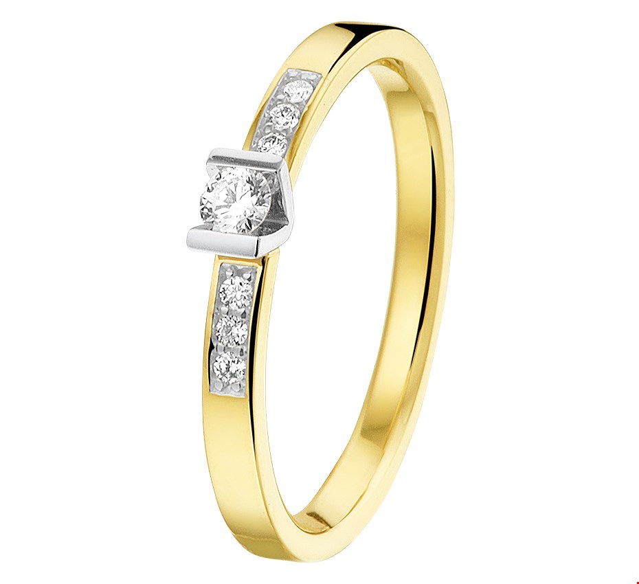 TFT Ring Diamant 0.12ct H SI Bicolor Goud