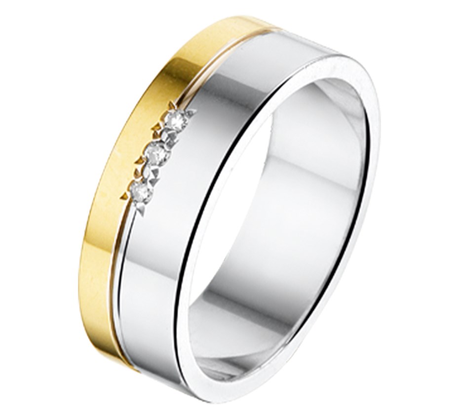 TFT Ring AL763 - 6 Mm - 0.03ct H SI Goud Met Zilver