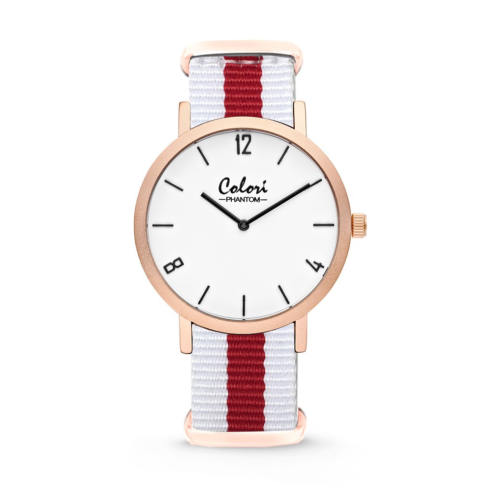 Colori Nato Phantom 5-COL492 - Horloge - nato - wit/ rood - ø 42 mm