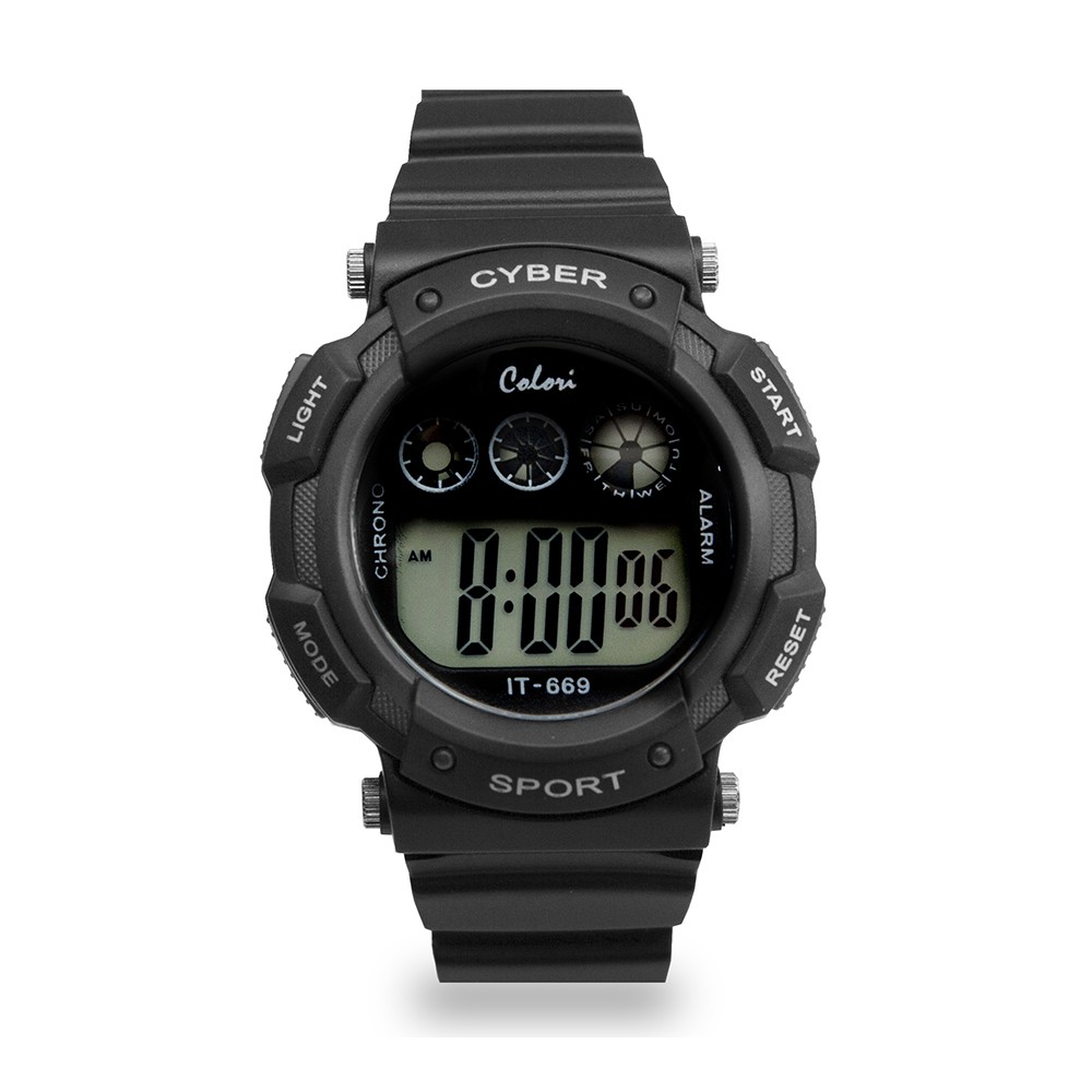 Colori Cyber Sport 5-CLK092 - Digitaal kinderhorloge - silicoon - zwart - ø 36 mm 