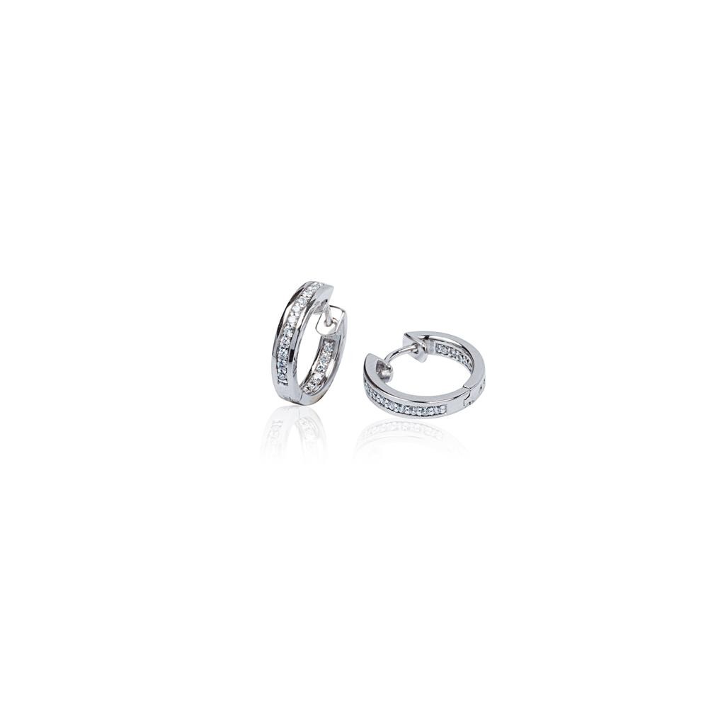 Zilveren klapcreolen - zirkonia - 1 x 15.5 mm - vierkante buis - gerodineerd 107.0482.14