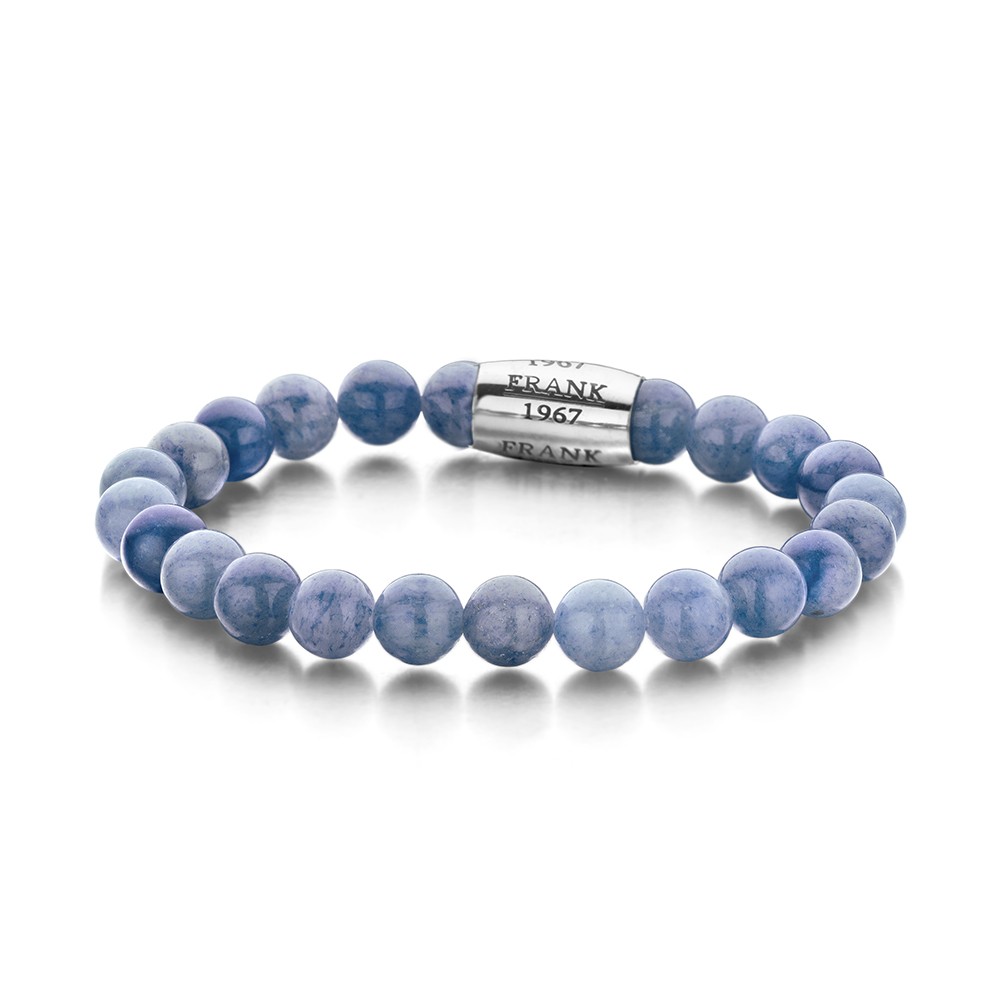 Frank 1967 Armband Aventurijn/Staal rek blauw 20 cm 7FB-0054