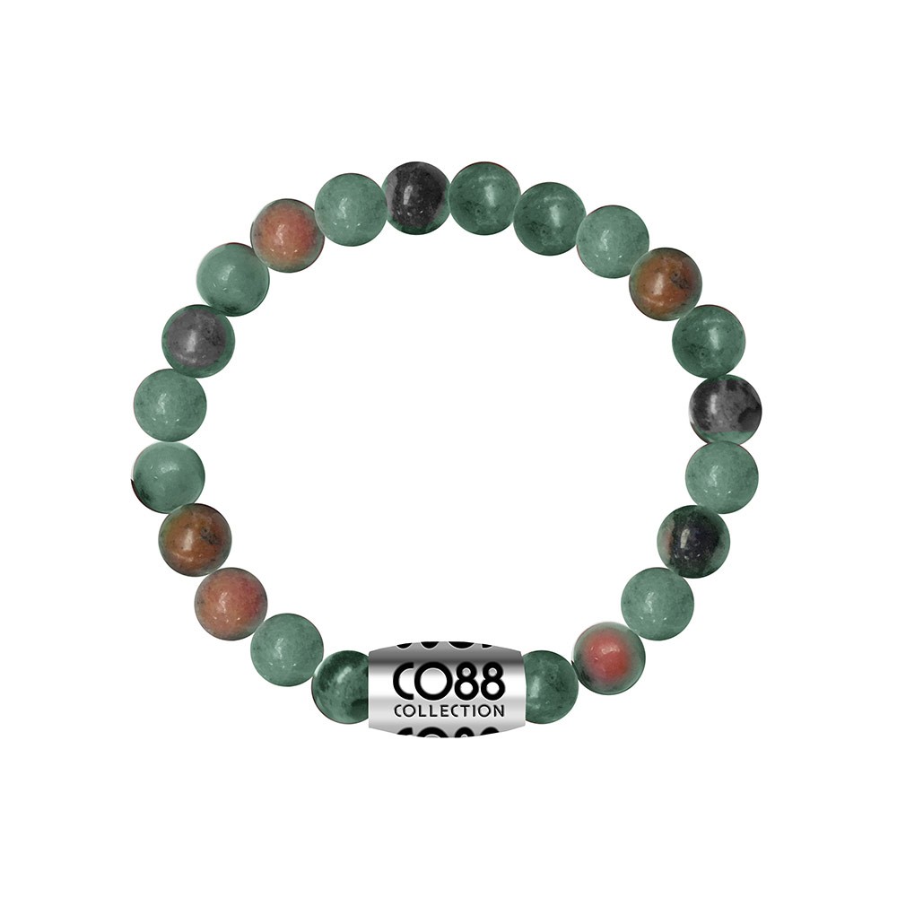 CO88 Collection 8CB-17032 - Armband met bead - Africa natuursteen 8 mm - lengte 16,8 cm - turkoois