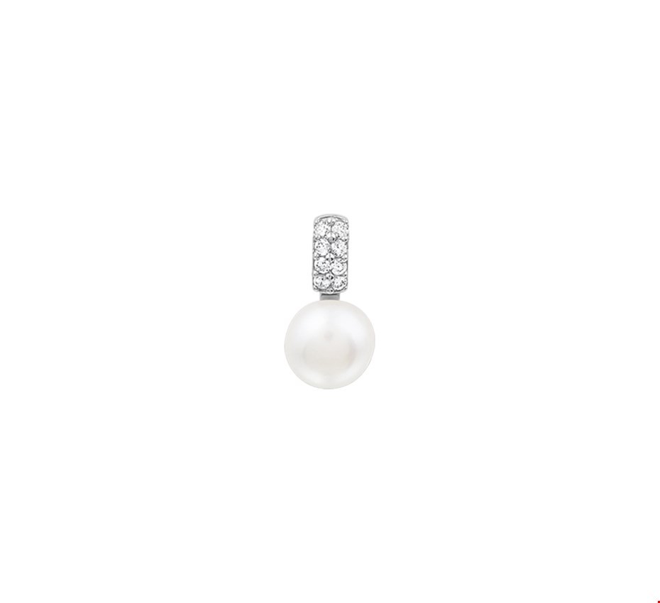 TFT Hanger zilver gerhodineerd Parel En Zirkonia 15,5 x 8 mm