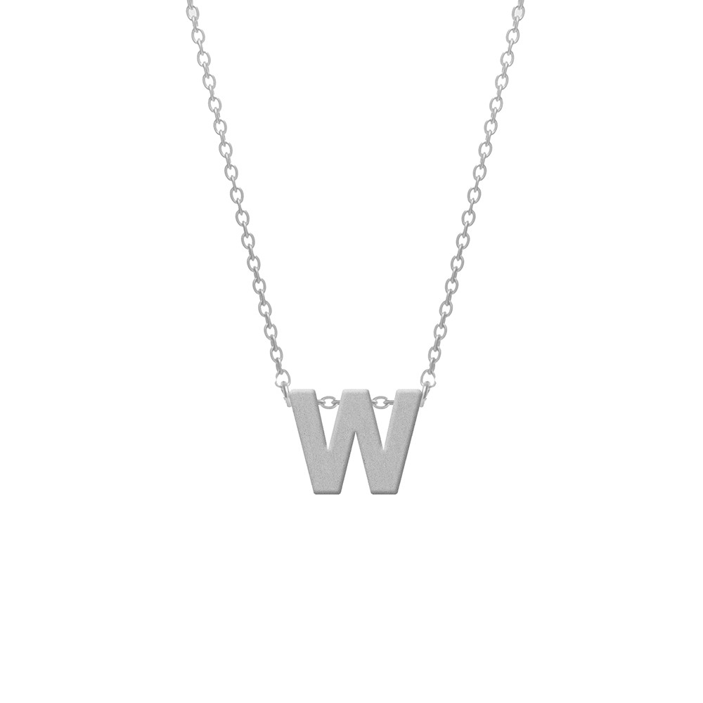 CO88 Collection 8CN-11022 - Stalen collier - letterhanger W 9 mm - lengte 42+5 cm - zilverkleurig 