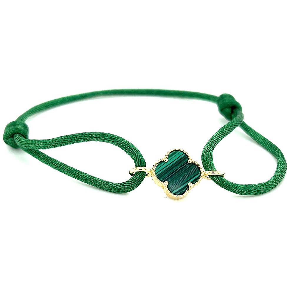 Slate SLA0018 Armband Lucky Charm satijn-goud malachiet groen