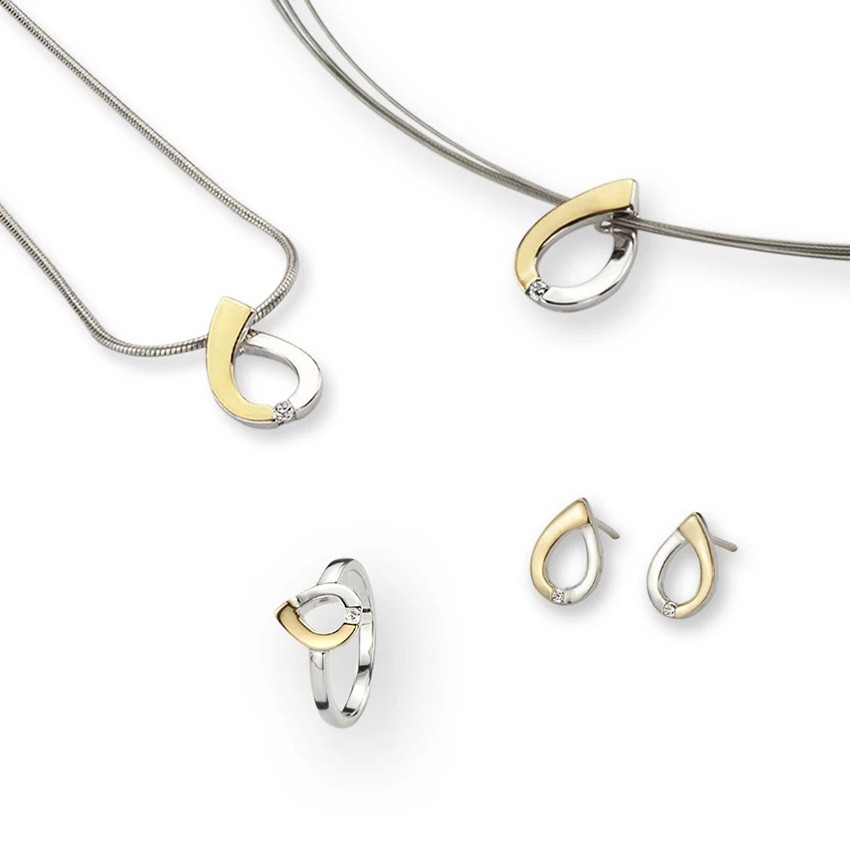 YO DESIGN T1058 Ketting Shine Snake zilver goud-en zilverkleurig 45 cm