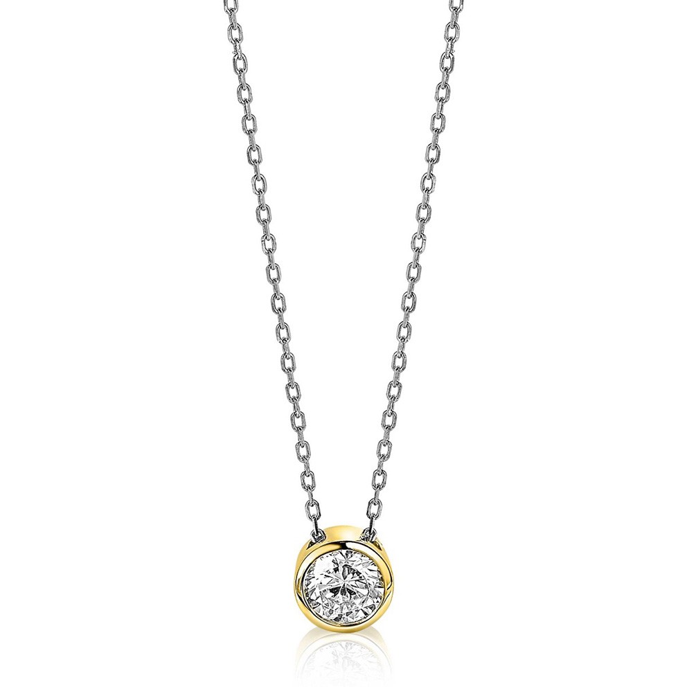 Zinzi ZIC1775G Ketting zilver en goudkleurig met zirconia 42-45 cm