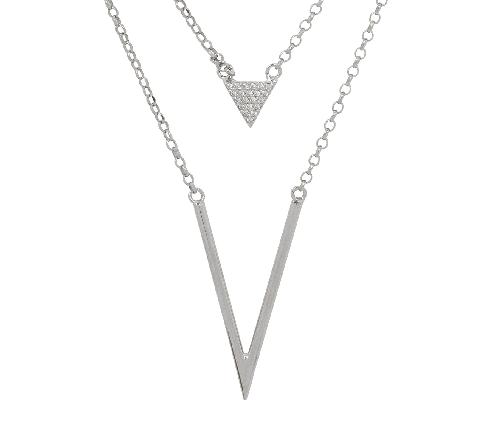 Lovenotes Zilveren Multi-layercollier Driehoek 43-48 Cm gerodineerd 102.0569.48
