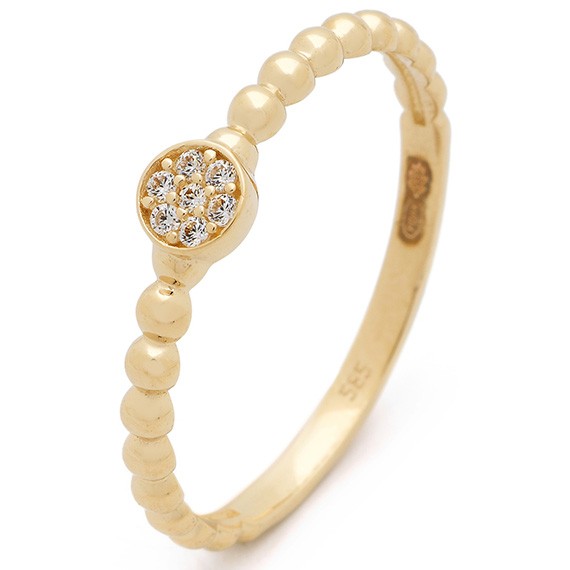 Glow 214.1283 Ring Bubbel geelgoud-zirconia wit