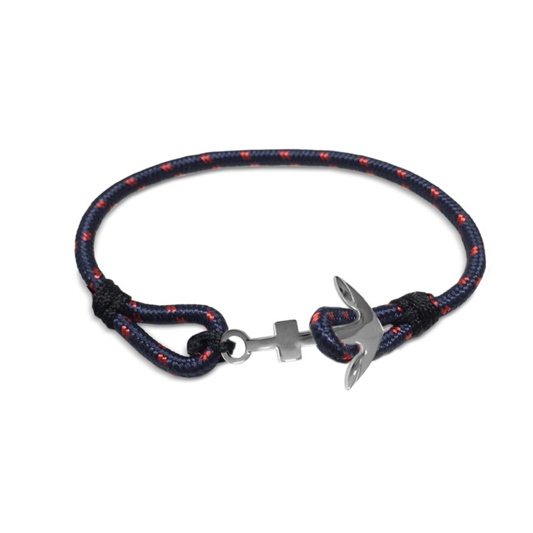 Frank 1967 Armband Rope met stalen anker blauw-rood-wit-rosékleurig 22 cm 7FB-0079