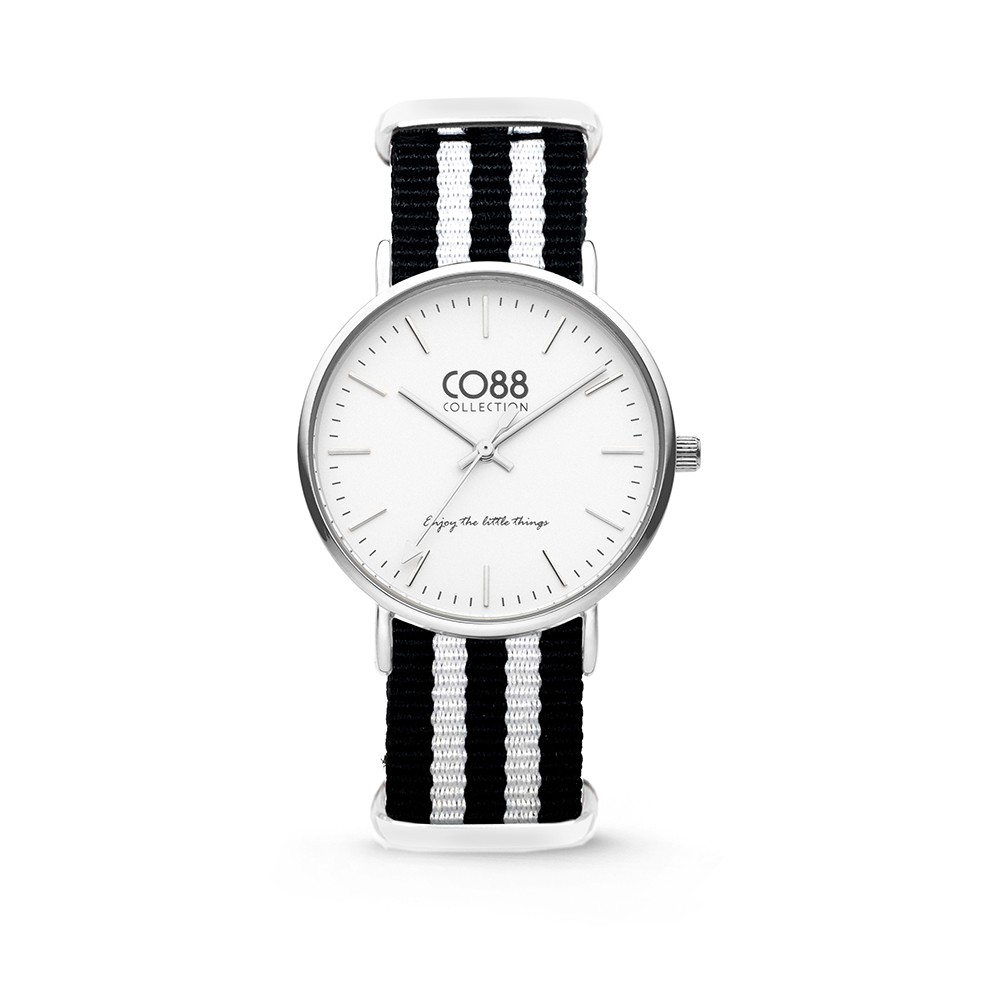 CO88 Collection - 8CW-10035 - Horloge - nato nylon - zwart/wit - 36 mm