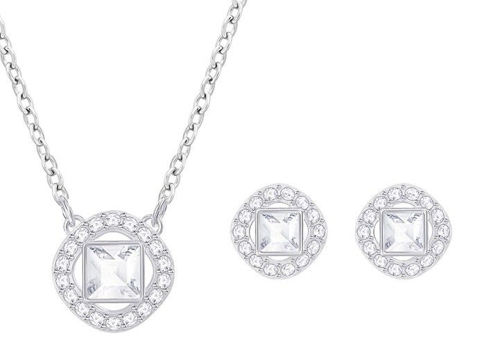 Swarovski Ketting + Oorknoppen Angelic Square White-Silver 5356951 =1