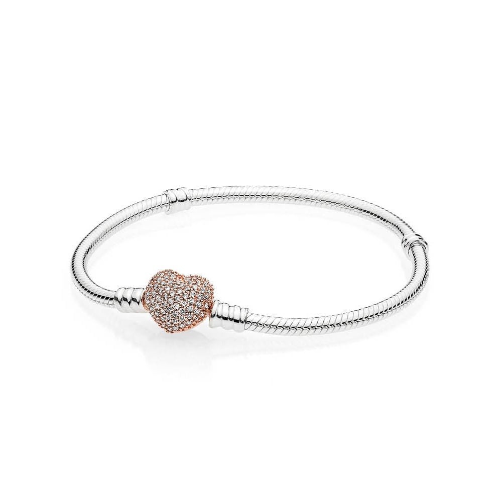 Pandora Rose 586292CZ Armband Moments Heart zilver rosekleurig 23 cm