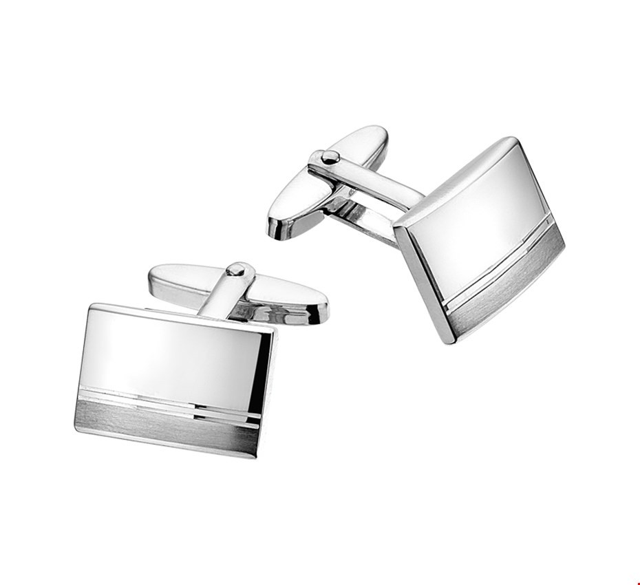 Manchetknopen Poli/mat Zilver Gerhodineerd Mat Glanzend 12,5 mm x 18,5 mm