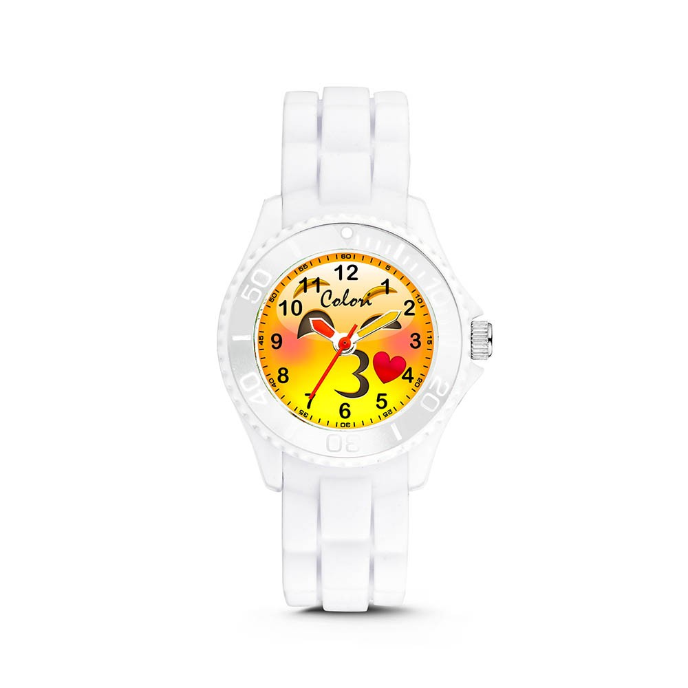 Colori Happy Smile 5-CLK077 - Kinderhorloge - siliconen band - wit - 30 mm