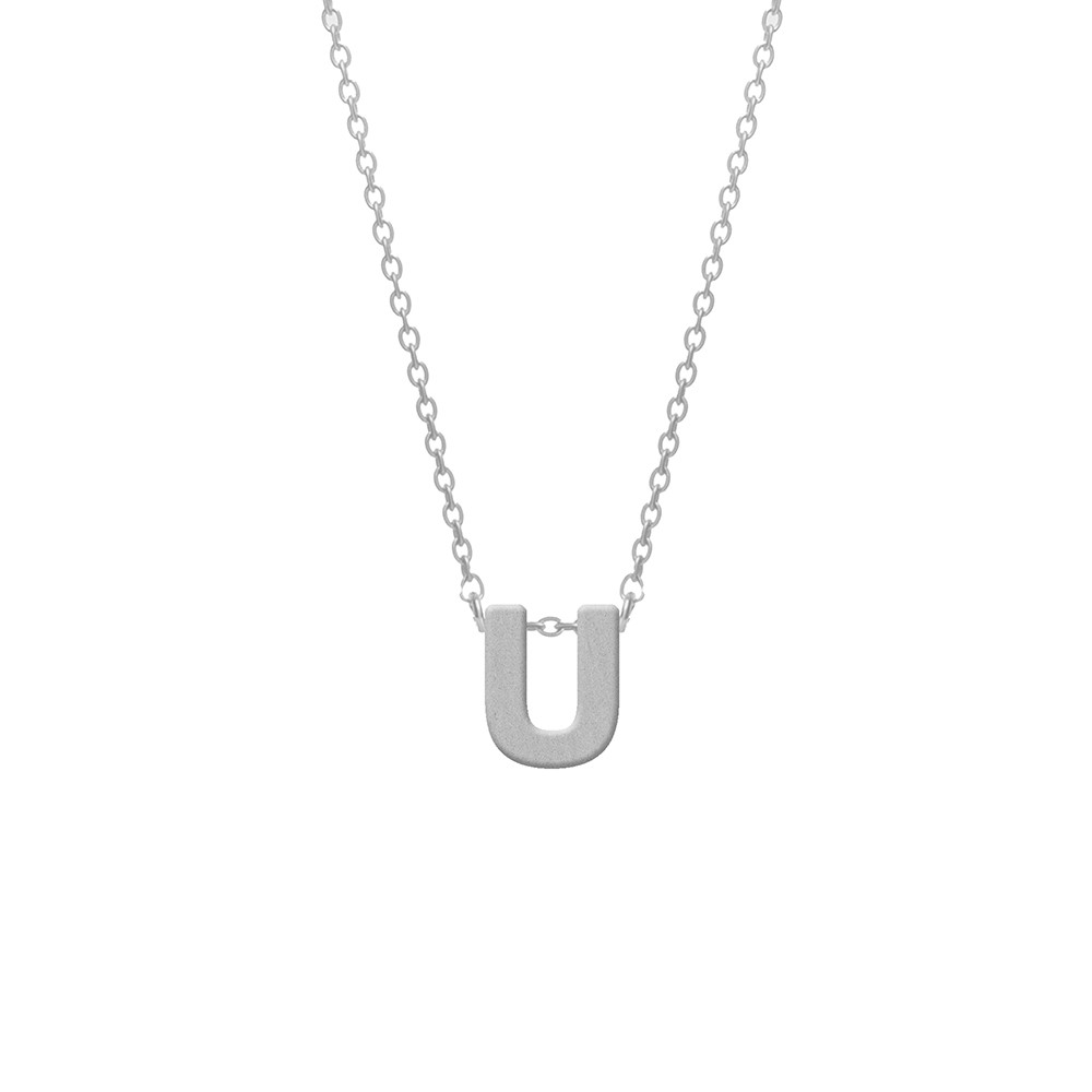 CO88 Collection 8CN-11020 - Stalen collier - letterhanger U 9 mm - lengte 42+5 cm - zilverkleurig 