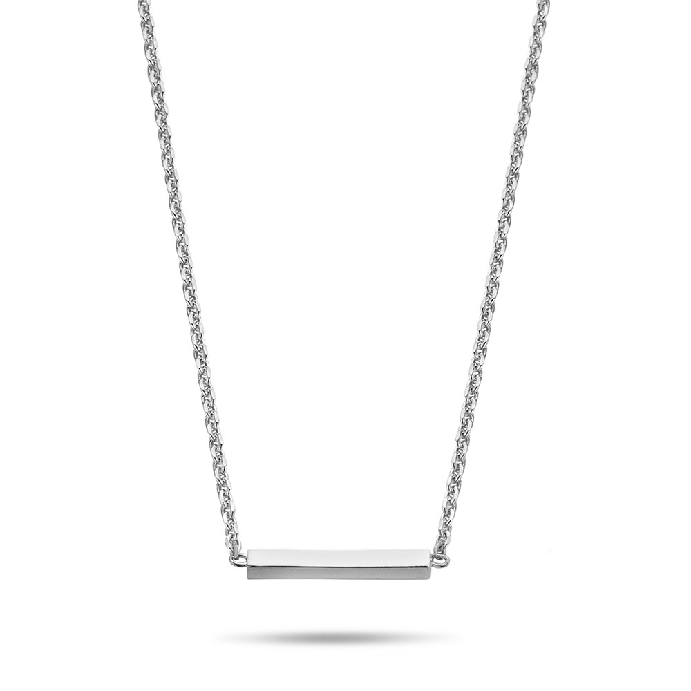 New Bling 9NB 0380 Zilveren Collier - Balk - lengte 38 + 5 cm - Zilverkleurig