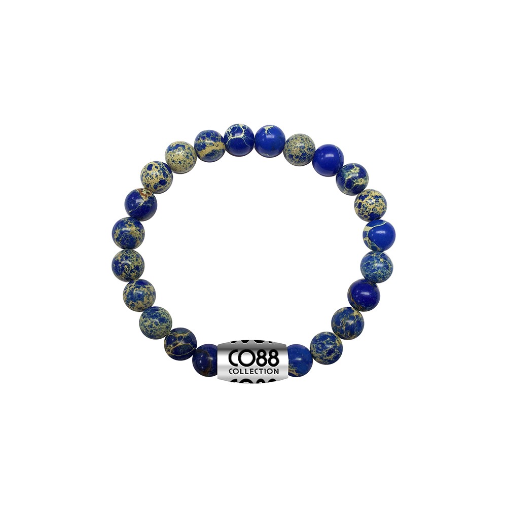 CO88 Collection 8CB-17013 - Armband met bead - Sediment natuursteen 6 mm - lengte 16 cm - blauw / geel