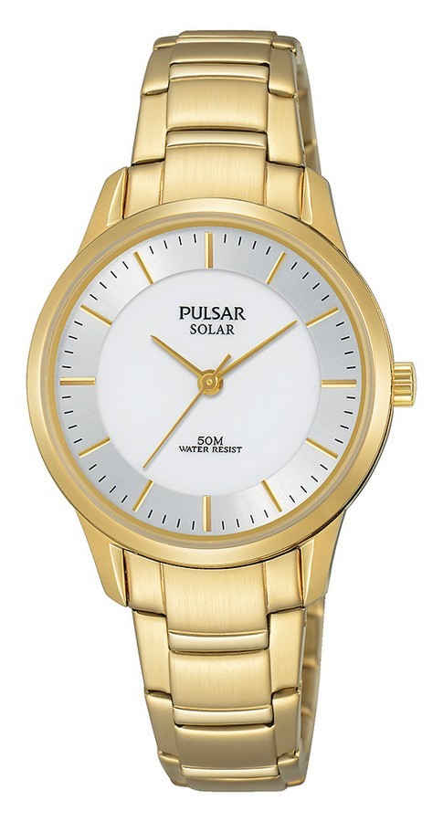 Pulsar store dameshorloge goudkleurig