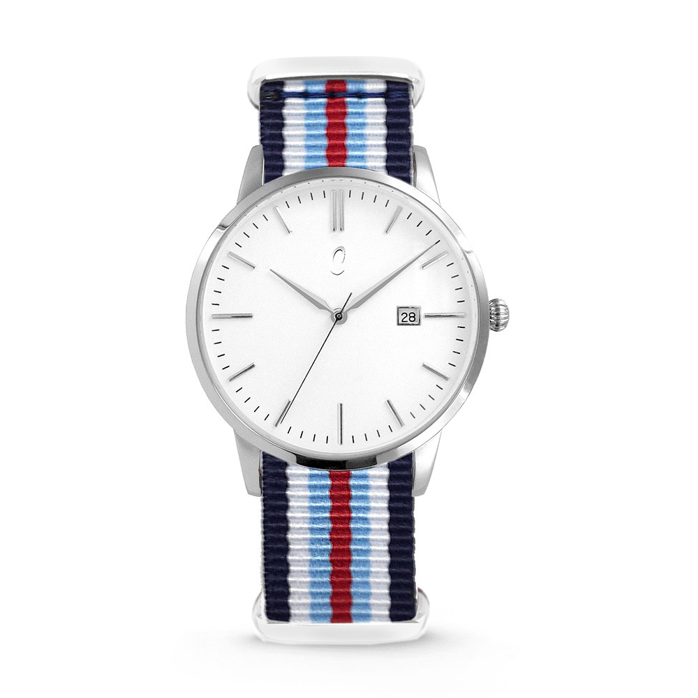 Colori Nato Connaisseur 5-COL496 - Horloge - nato - blauw/ wit/ rood - ø 40 mm