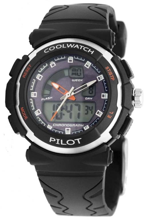 Coolwatch kinderhorloge jongens 'Pilot' digitaal zwart CW.271