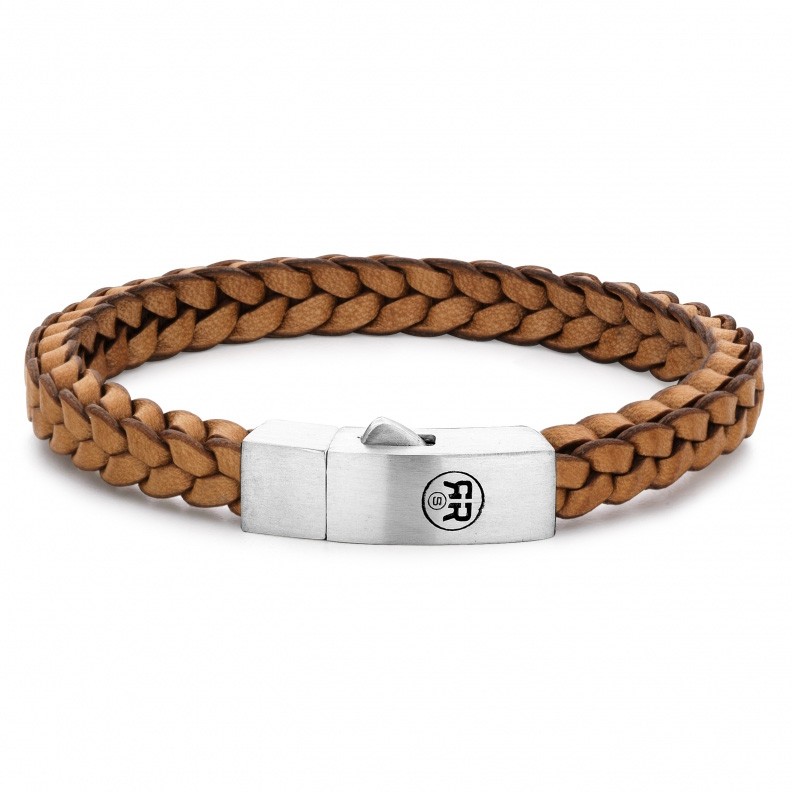 Rebel and Rose RR-L0083-S-L Armband Braided Square 925 Cognac 21 cm
