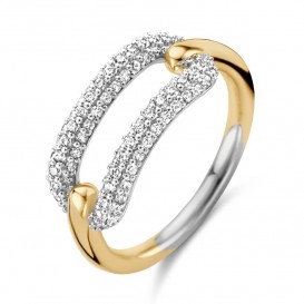 TI SENTO-Milano 12228ZY Ring zilver-zirconia goudkleurig-wit Maat 48