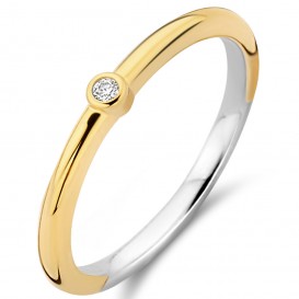 TI SENTO-Milano 12249ZY Ring zilver-zirconia goudkeurig-wit 1,6 mm Maat 48