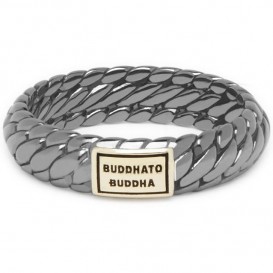 Buddha to Buddha 125BR-SG Ring Ben XS Black Rhodium Shine zwart-goudkleurig Maat 16