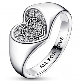 Pandora 192491C01 Ring Radiant Heart Pavé Signet zilver-zirconia wit