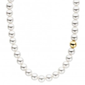 TI SENTO-Milano 34017YP Ketting Parelchoker zilver-zoetwaterparel goud-en zilverkleurig-wit 10 mm 38-42 cm