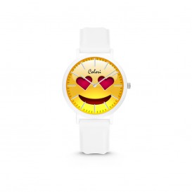 Colori Essentials Smile 5 CLK117 Kinderhorloge - Hartjes -  Siliconen band - Ø 30 mm - Wit