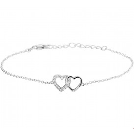 Armband Zilver Hart En Zirkonia 16 + 3 cm