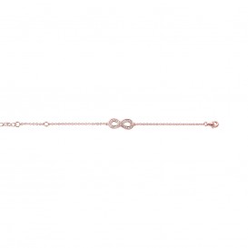 New Bling 9NB-0226 - Zilveren armband met infinity - zirkonia - lengte 17 + 3 cm - rosékleurig