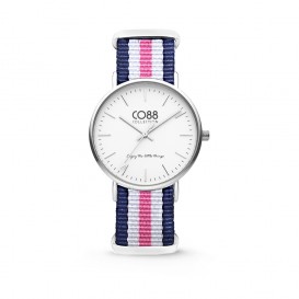 CO88 Collection 8CW-10029 - Horloge - nato nylon - blauw/wit/roze - 36 mm