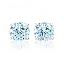 New Bling 9NB-0017 - Zilveren oorstekers - zirkonia rond 8 mm - zilverkleurig / blauw