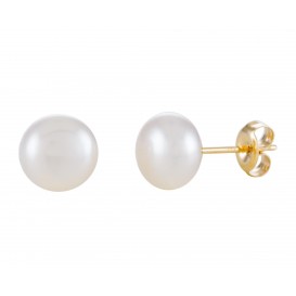 Glow Gouden Oorbellen button met zoetwaterparel 8 mm 206.0304.80
