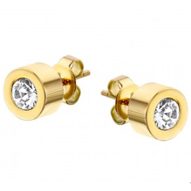 TFT Oorknoppen Strass 7 mm staal goudkleurig glanzend