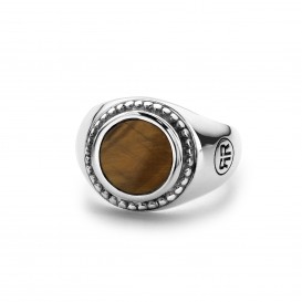 Rebel and Rose RR-RG012-S Ring zilver Women Round Tiger Eye 44