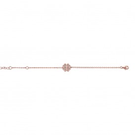 New Bling 9NB-0229 - Zilveren armband met klaver - zirkonia - lengte 17 + 3 cm - rosékleurig