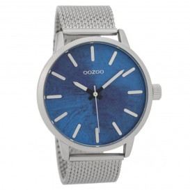 OOZOO C9656 Horloge Timepieces Collection staal zilverkleurig/blauw 45 mm