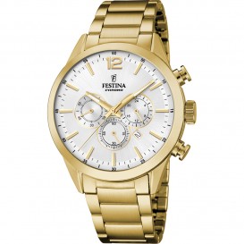 Festina F20633/1 Horloge Cab Chrono staal goudkleurig-wit 43,5 mm