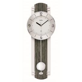 AMS F5294 Wandklok met slinger Zendergestuurd hout-Aluminium 60 cm