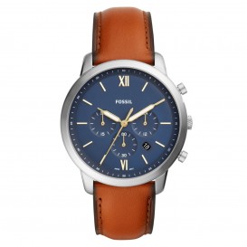 Fossil FS5453 Horloge Neutra Chrono zilverkleurig-cognac 44 mm